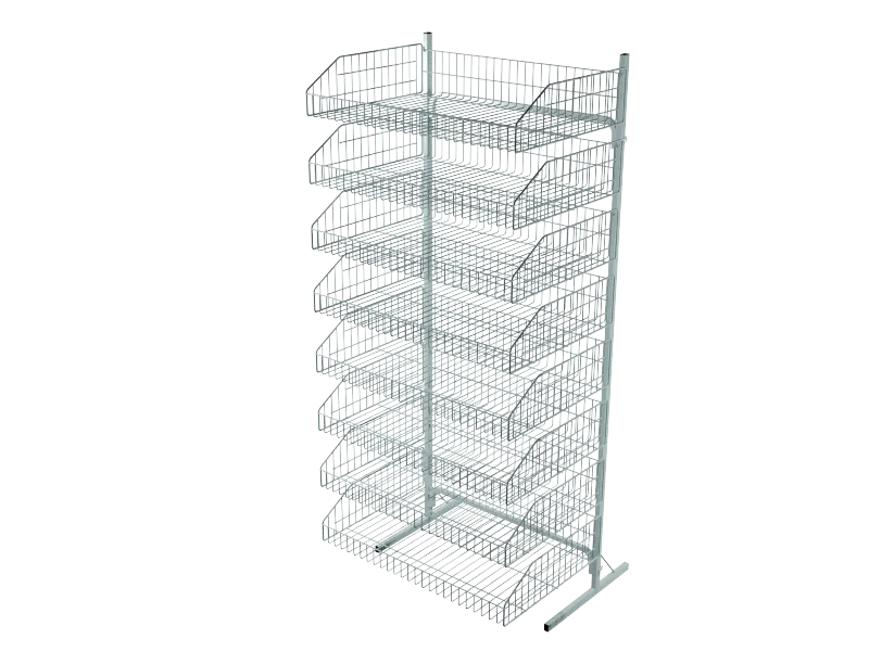 Expositor de Chão com Cestos Multi Níveis Branco